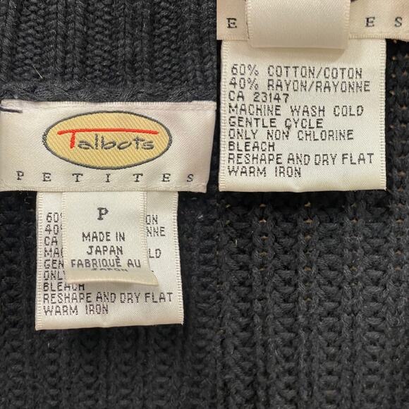 Talbots‎ Petites black knit 3/4 sleeve cropped cardigan sweater Size Petite - Picture 10 of 15